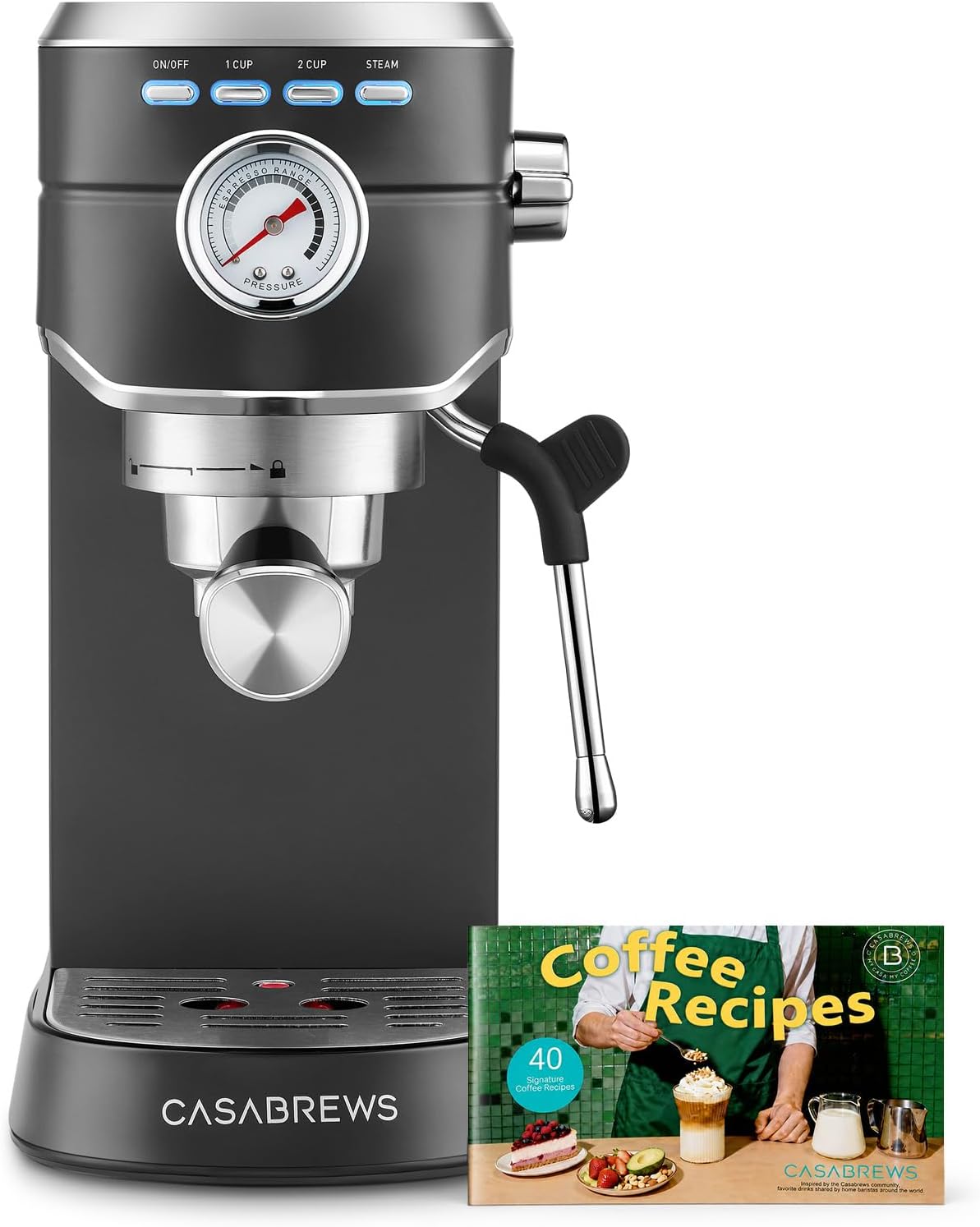 CM5418 Espresso Machine, Espresso Coffee Maker with Steam Wand | Stainless Steel, 20-Bar Pump, Built-in Pressure Gauge, Powerful Steam Wand for Cappuccino Latte for Home, 34oz Water Tank