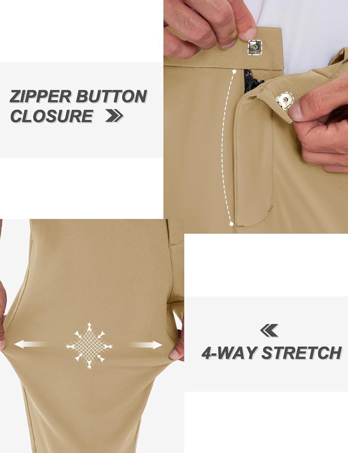 TACVASEN Winter Golf Pants for Men Fleece Lined Work Business Casual Dress Slacks Water Resistant Stretch Warm Trousers - Image 5