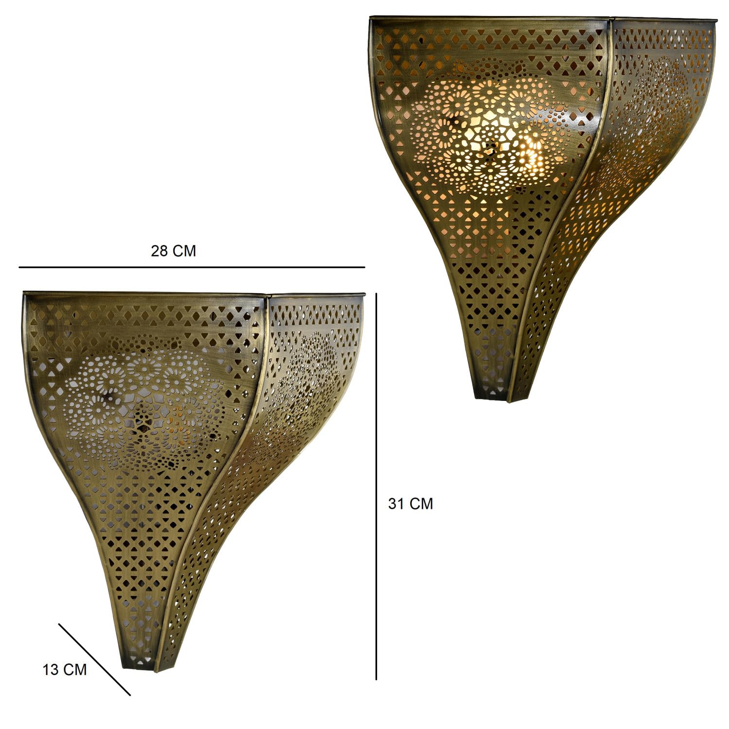 Wandleuchten Yaniv aus Metall, mit E27-Fassung, 2er-Set, in Gold 31 cm