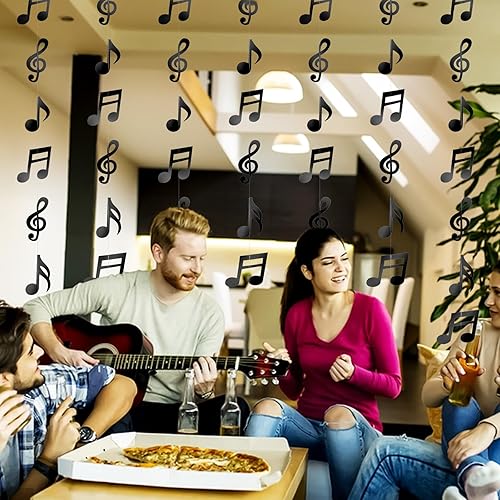 Miniatura 5 de 8 pancartas de notas musicales, decoraciones musicales para colgar cumpleaños, notas musicales, guirnalda de papel de notas musicales, kit de