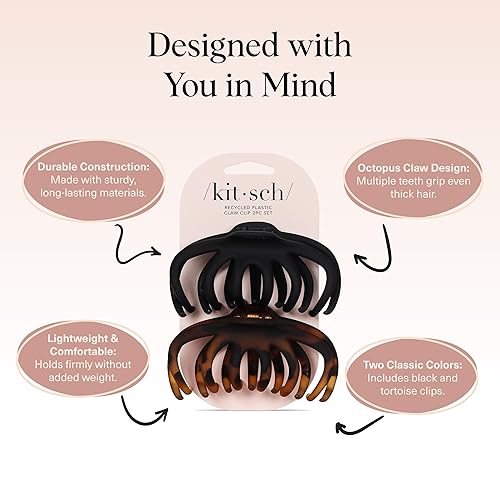 Miniatura 4 de Kitsch Pinzas de pulpo para mujer, lindas y elegantes pinzas para el cabello para uso diario, pinza de pulpo para cabello grueso, regalos ideales