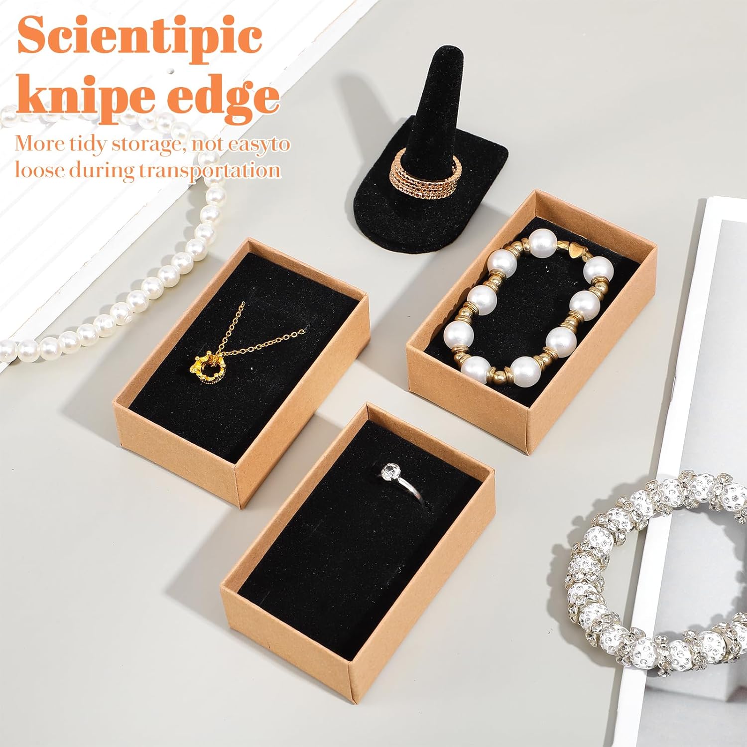 100 Pcs Jewelry Gift Boxes Bulk 3.2 x 2 x 1.2 Inch Kraft Jewelry Cardboard Boxes Small Christmas Gift Box with Lids for Necklace Earring Bracelet Ring Storage Display (Brown)