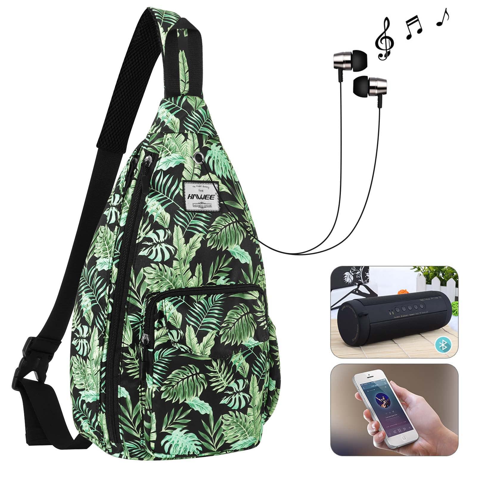 Bolsa de hombro de cuerda para mujeres y hombres, casual, cruzada, mochila de día, correa ajustable, bolsa de botella para viajes y deportes, Hoja de plátano, One Size, Mochilas daypack