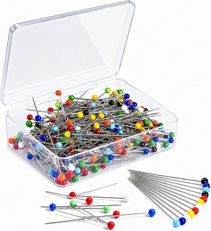 MINTHE 100 alfileres de costura para tela, alfileres rectos para coser con cabezas de colores perlados, suministros para acolchar, perlas, palos, ramilletes, cabezas