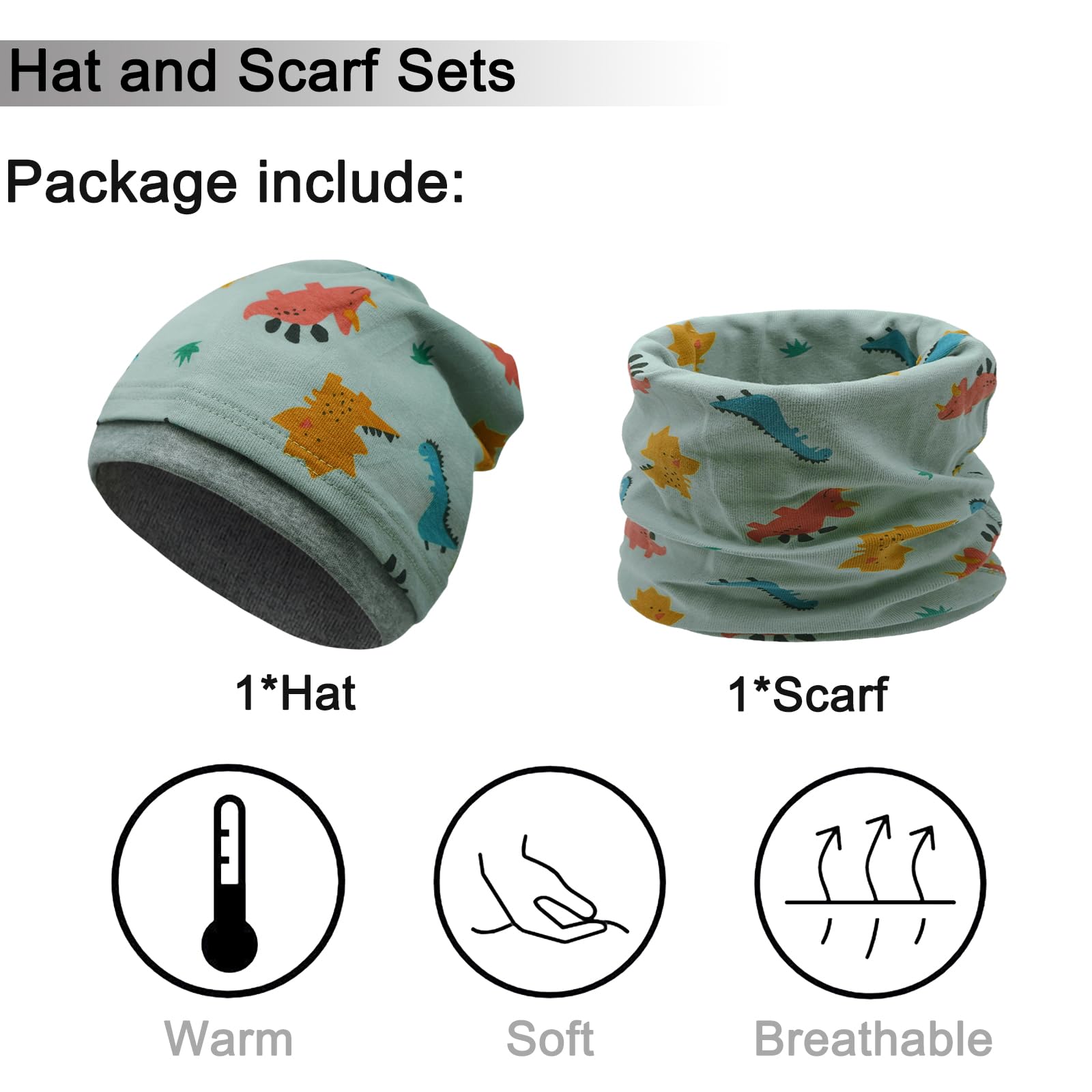 Enwokran Conjunto de Gorro y Bufanda para Niños y Niñas 3 a 8 Años Beanie Sombreros Lindos Bufanda Tubular Conjunto Patrón de Dibujos para Otoño Invierno Primavera
