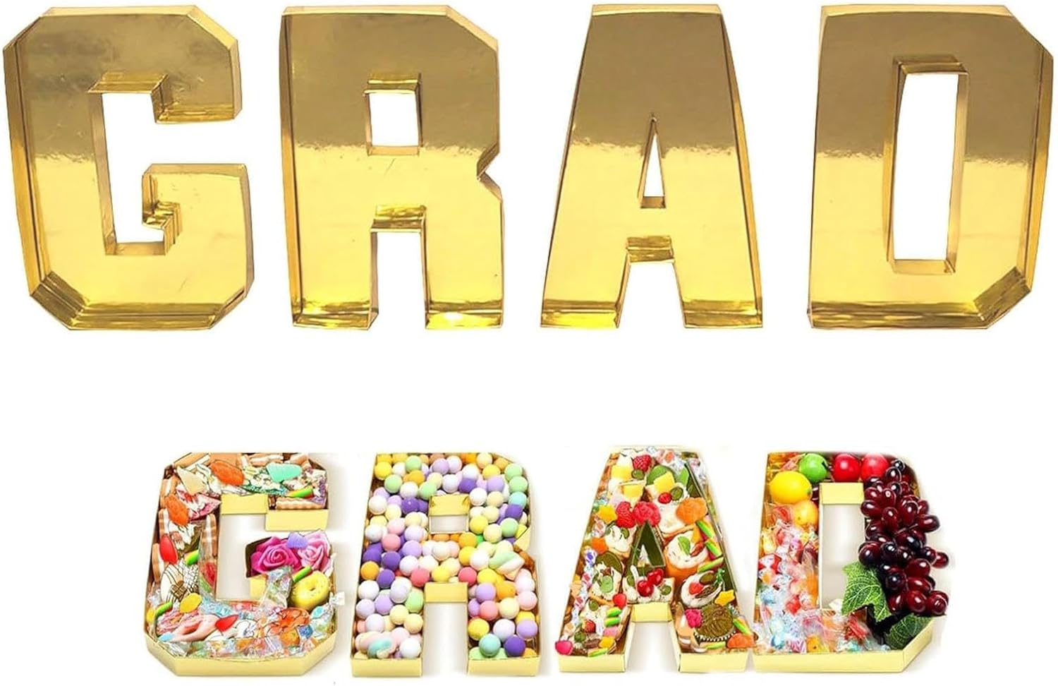 Grad Charcuterie Letters Fillable Cardboard, Grad Boxes with Letters 2025 for High School College 2025 Graduation Party Supplies, Letter Trays for Food, Candy Cupcake Box