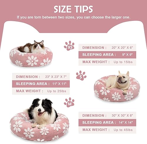 Miniatura 5 de Camas en forma de dona para perros pequeños, camas redondas relajantes para gatos de interior, bonita cama para mascotas con textura 3D con funda
