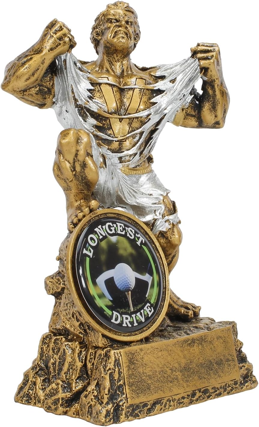 Monster Golf Trophy - 6.75 Inch Tall - Engraved Beast Award with Golf, Closest to The Pin or Longest Drive Insert - Customize Now
