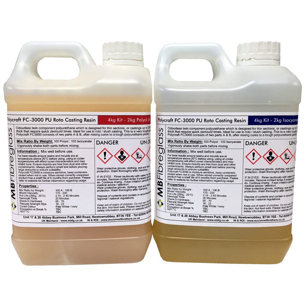 Polycraft ( Mb Fibreglass ) White Polycraft Fc 3000 Polyurethane Roto/Slush Casting Resin - 4Kg Kit (Fc3000)
