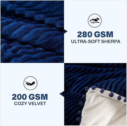 Miniatura 3 de GOHOME Juego de edredón de 3 piezas tamaño Queen  Los juegos de ropa de cama de forro polar sherpa ultra suave incluyen fundas de almohada,