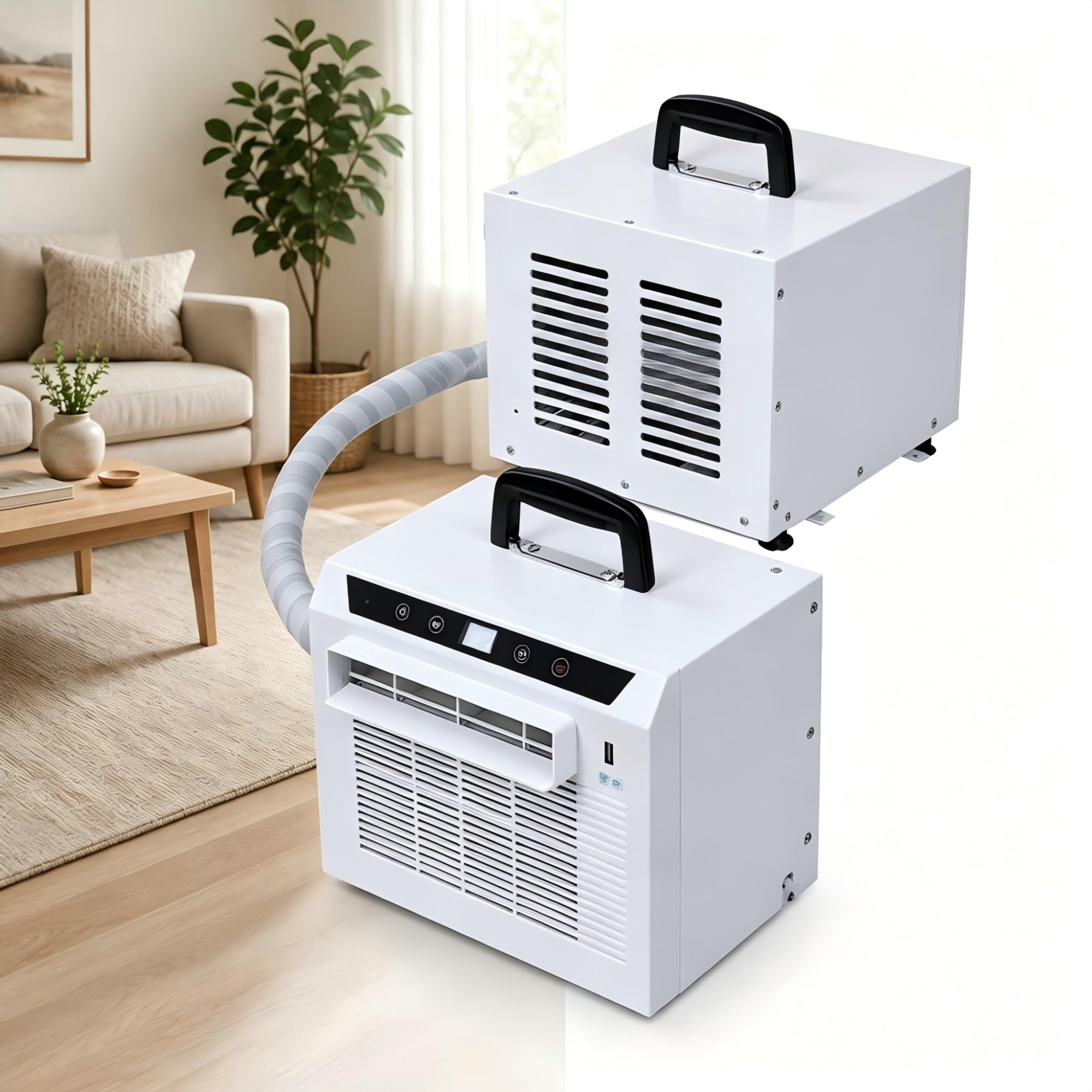 Przenośny, Lekki Klimatyzator Typu Split AC O Mocy 3000 BTU | Z górnym uchwytem, ​​pilotem, panelem dotykowym, niskim poziomem hałasu, miejsca dla zwierząt(1-meterpipe)