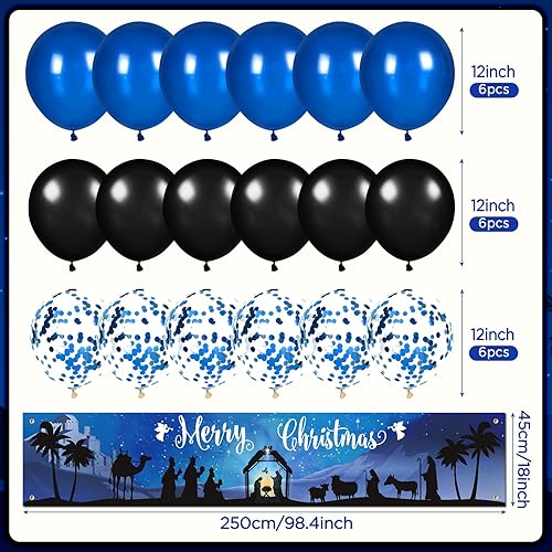 Miniatura 3 de Cartel religioso de Navidad de Santa Natividad, decoración de cartel religioso de Feliz Navidad, pesebre, escena nocturna, cartel de valla nocturna,