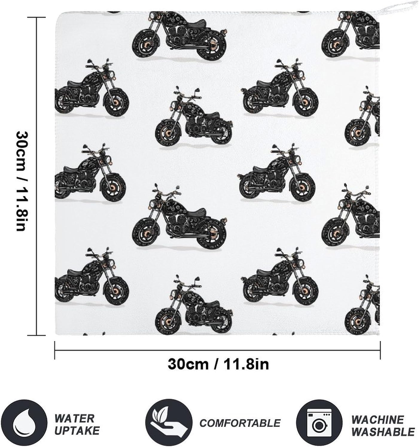 Motorcycle Print Microfiber Hand Towels for Bathroom Soft Absorbent Bath Kitchen Towel with Hanging Loop 4PCS