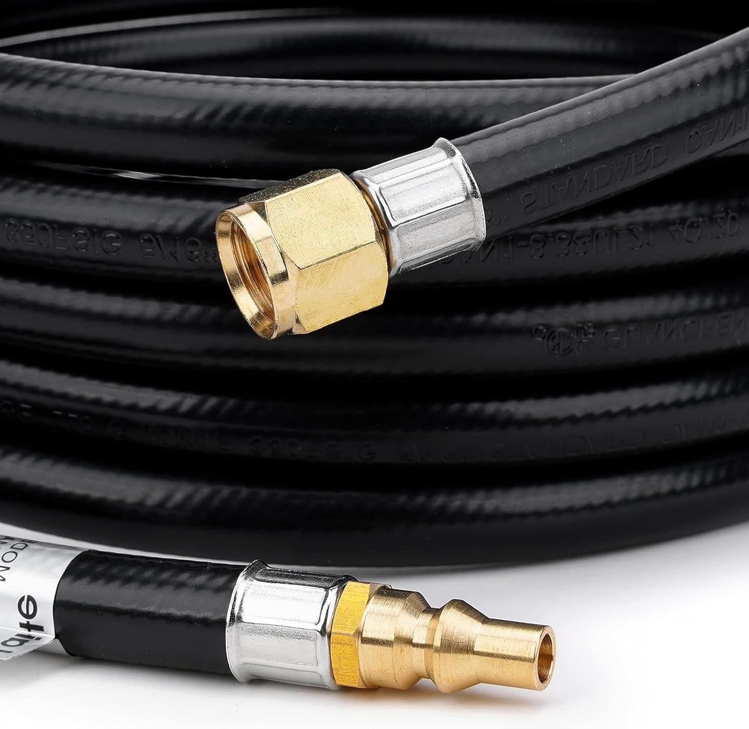 HYMNORQ 12FT RV Propane Quick Connect Hose, 1/4" Full Flow Male Plug x 3/8” Female Flare Fitting, Compatible with Camp Chef Stove, Portable Fire Pit, RV Low Pressure Propane System