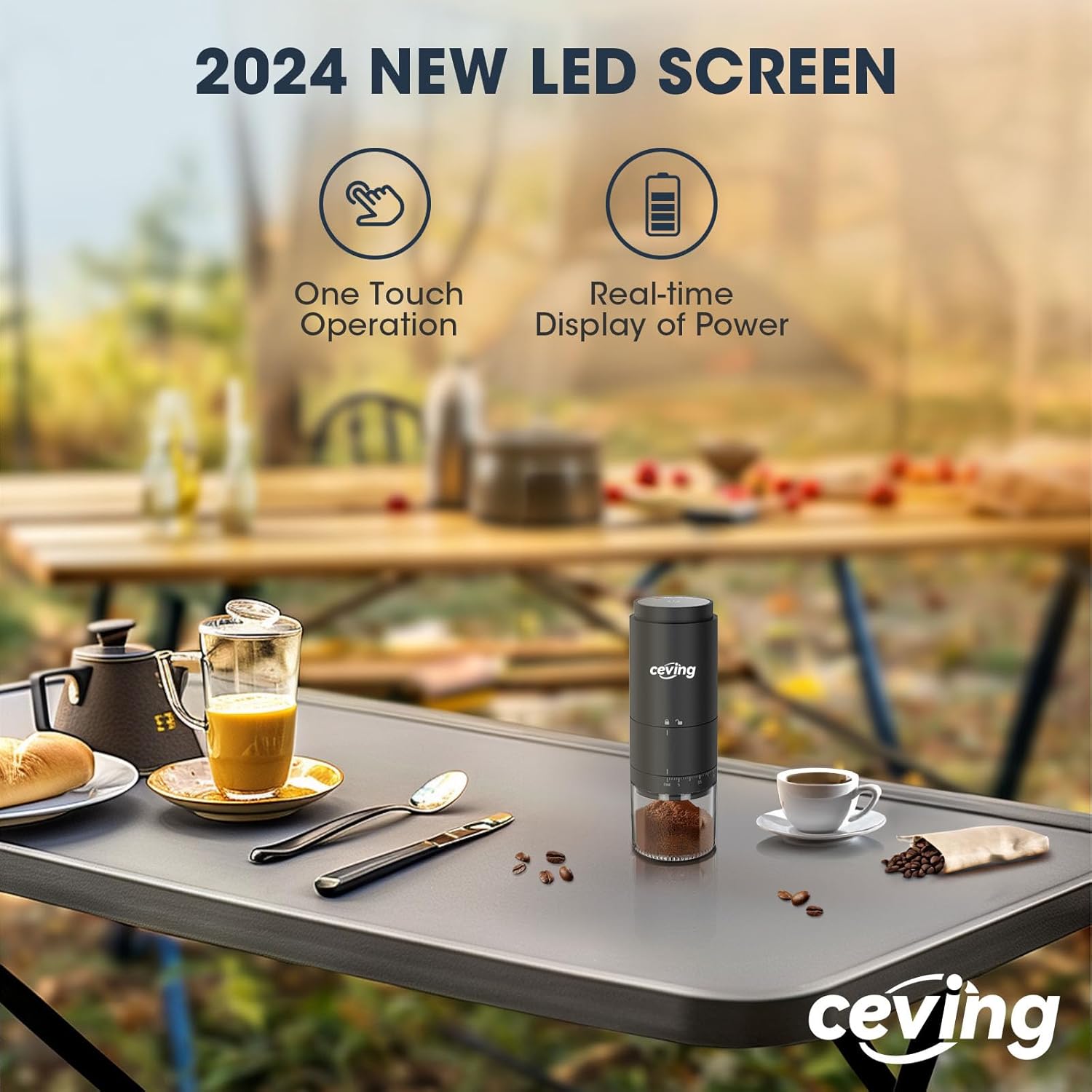 Portable Battery Powered Burr Coffee Grinder with 38 Adjustable Settings, Rechargeable Coffee Bean Grinder with LED Display, Quiet Cordless Coffee Mill for Travel, Camping, Espresso, Pour Over, etc 5 71DP76y3szL. AC SL1500