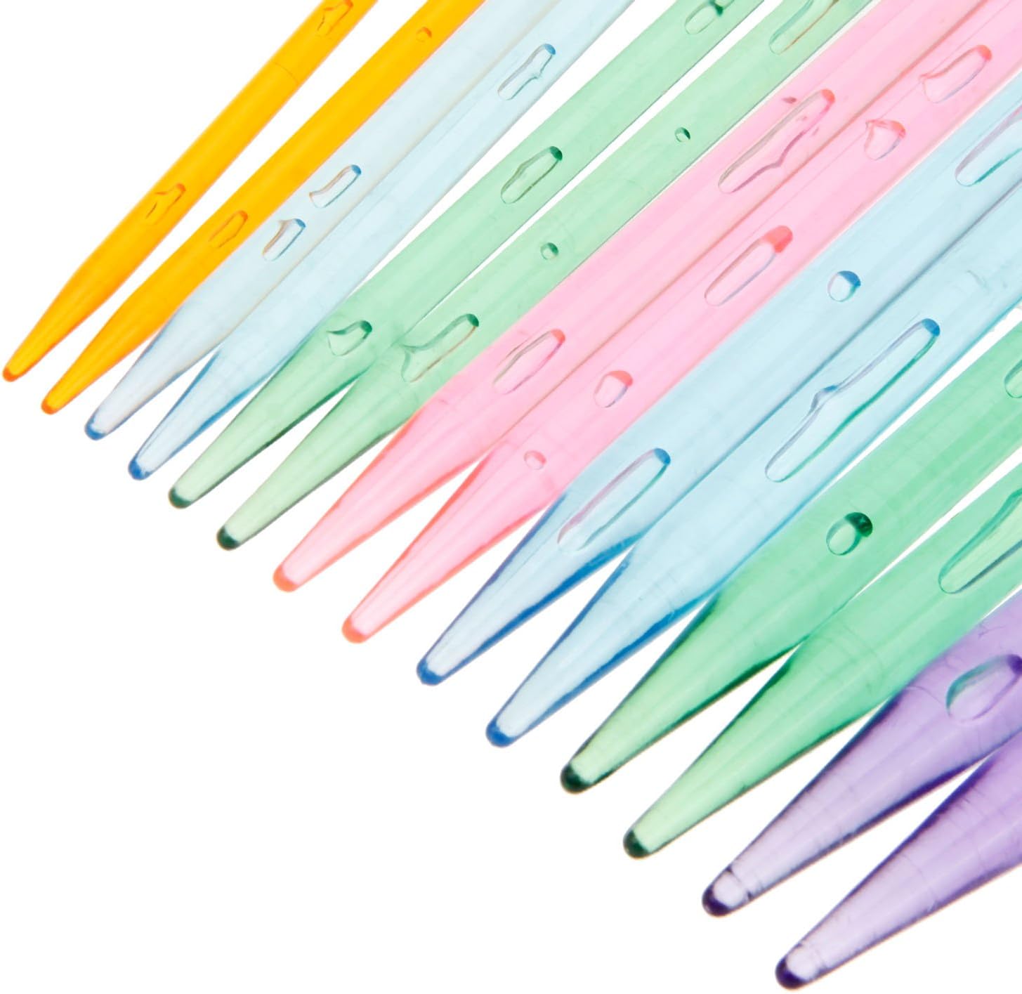 Hicello 14 PCS(7 Pair) Multicolor Plastic Crystal Knitting Needles Weaving Tool Acrylic Crystal Knitting Tools Acrylic Needle for Scarf Sweater Length 26cm/10.35IN