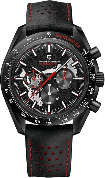 Pagani Design 1779 Men's Watch Fashion Chronograph Watches for Men Frosted Dial VK63 Movement Leather Band 100M Waterproof Casual Sports Quartz Wristwatch