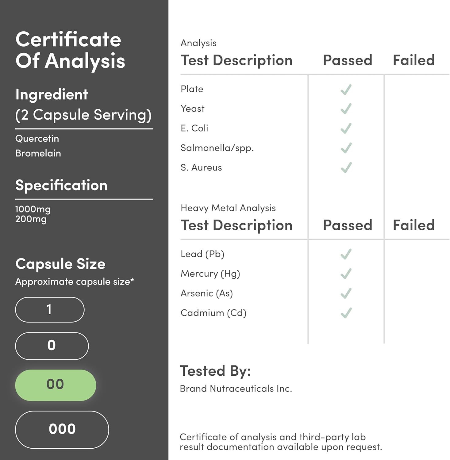 Quercetin with Bromelain - 96% Highly Purified - 120 Count (1,200mg Servings) - Supports Healthy Immune Functions in Men and Women (Vegan Safe, Third Party Tested, Gluten Free) by Double Wood