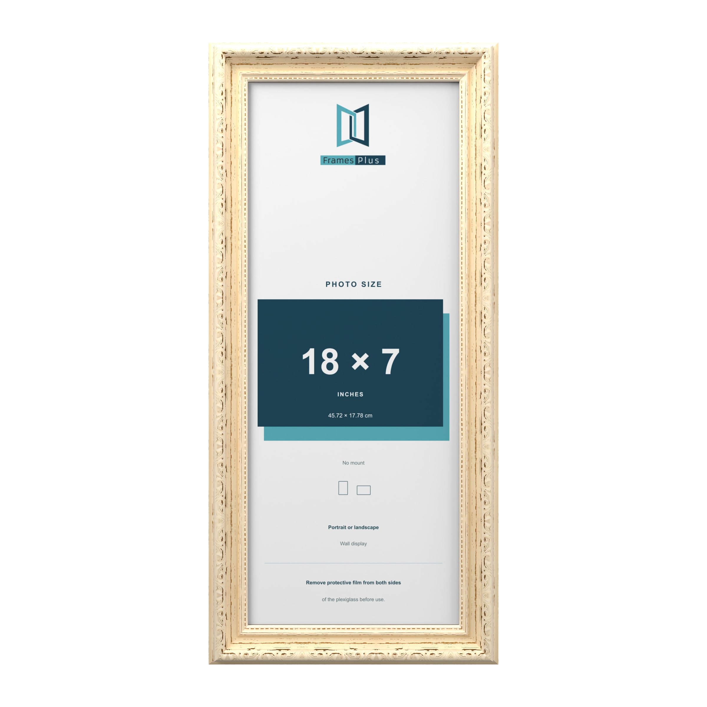 FramesPlus ORNATE Shabby Chic 18x7 Picture Frame, Cream โ image 1