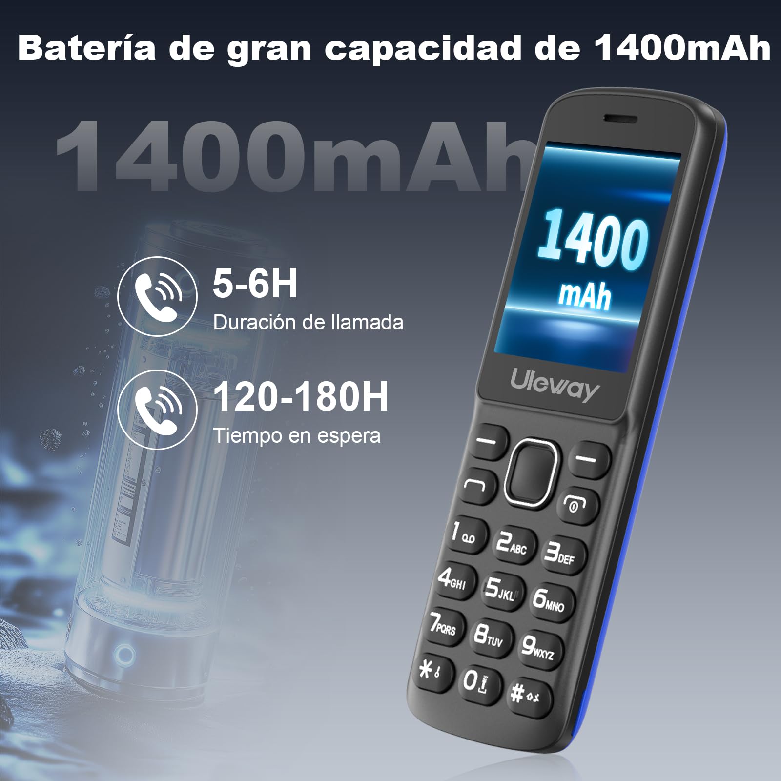 4G Volte Telefono Movil para Mayores con Teclas Grandes | Gran Pantalla de 2,4” | Teléfono Móvil Personas Mayores Libres con Batería de 1400 mAh | Base de Carga | USB-C | Radio FM | Alto Volumen