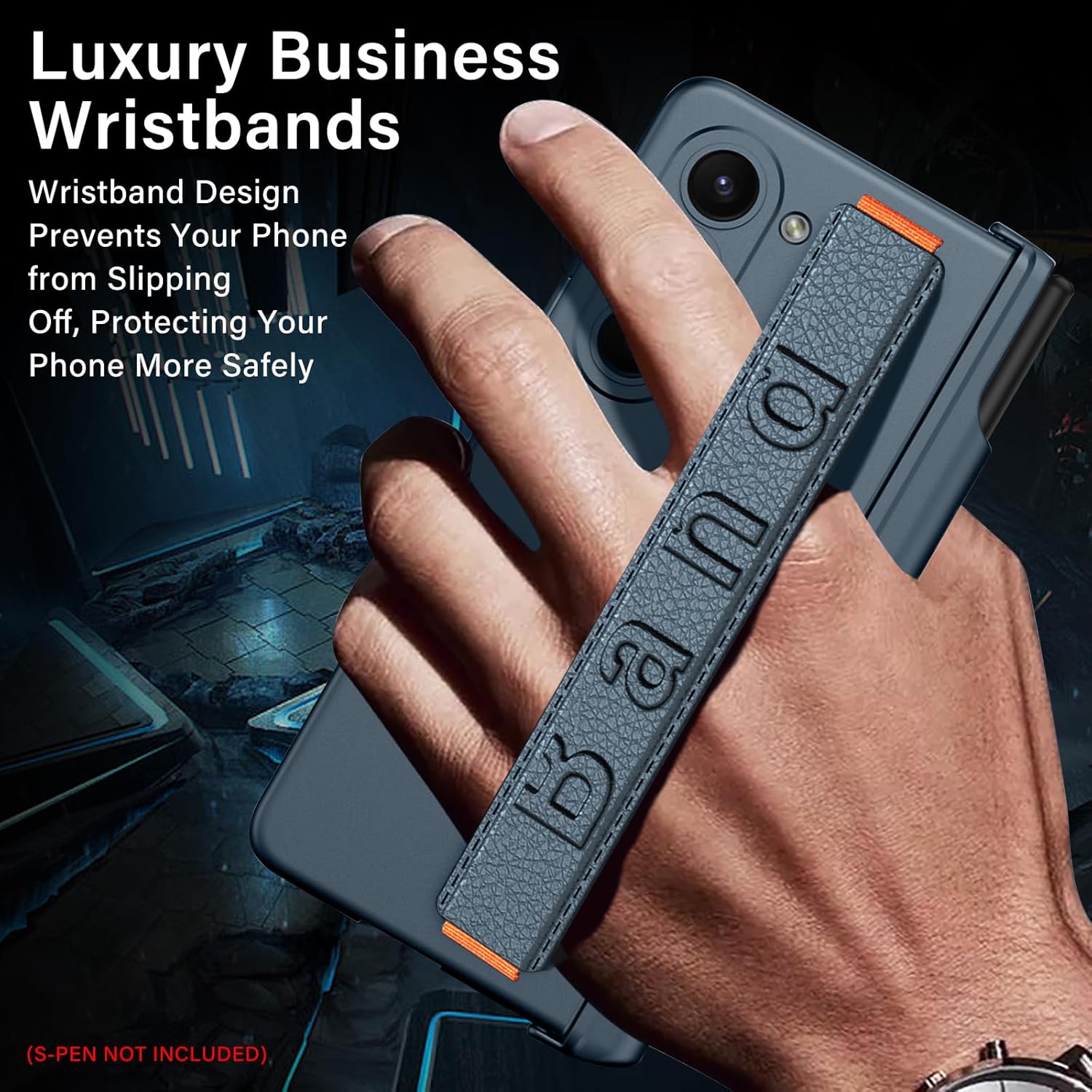 DEMCERT for Samsung Galaxy Z Fold 6 Case with S-Pen Holder [Wrist Band], Luxury PC Magnetic Shockproof Cover with Screen Protector for Galaxy Z Fold 6 (Green)