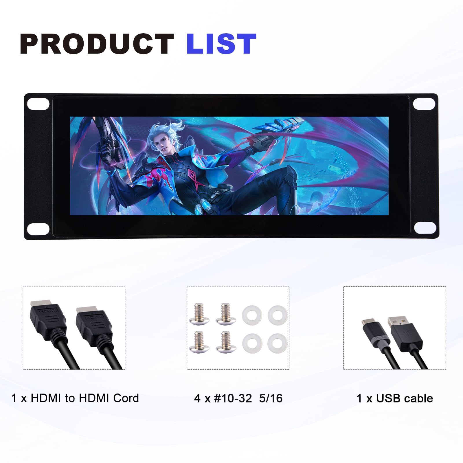 GeeekPi 7.84 calowy 1280 x 400 Pojemnościowy ekran dotykowy LCD Monitor do montażu na regał DeskPi RackMate T0/T1/T2 Szafka serwerowa