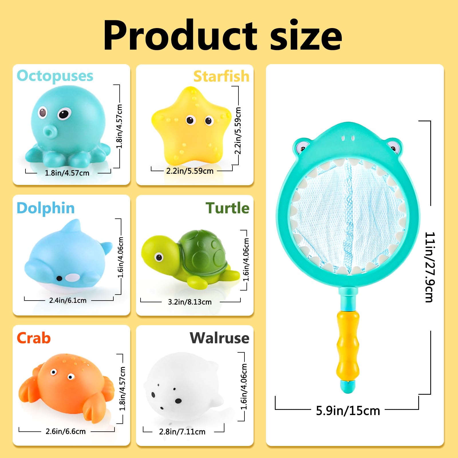 Juego de 7 juguetes de baño para bebé, sin agujeros, sin moho, juguetes de baño para bebés de 1 a 4 años, juguetes acuáticos antimoho con red de pesca para niños y niñas, ducha y bañera
