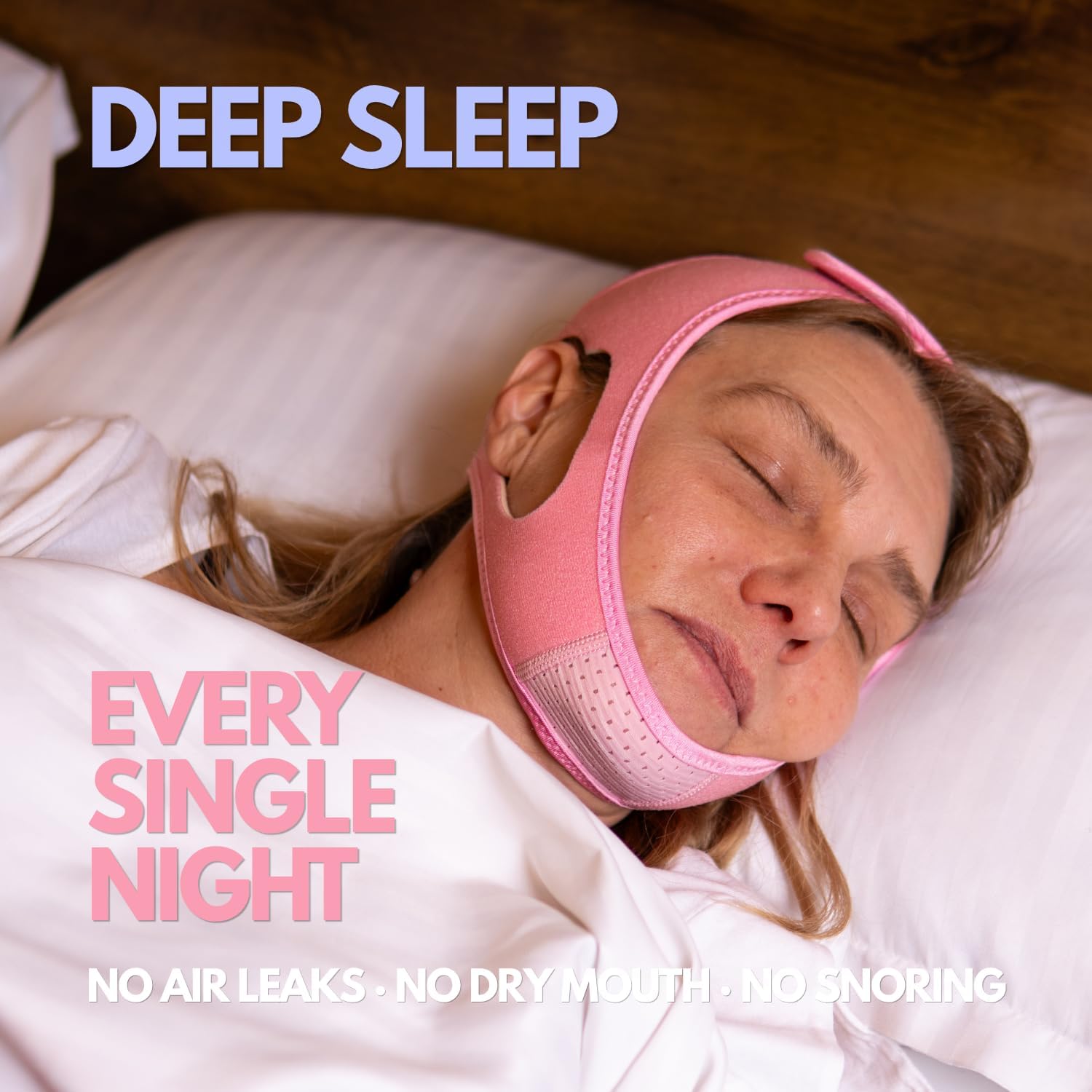 Chin Strap CPAP Users, Comfortable CPAP Chin Strap Jaw Support to Keep Mouth Closed Positioning Nasal Breathing for Men and Women Who Breathe Through The Mouth During Sleep (Pink, S-M)