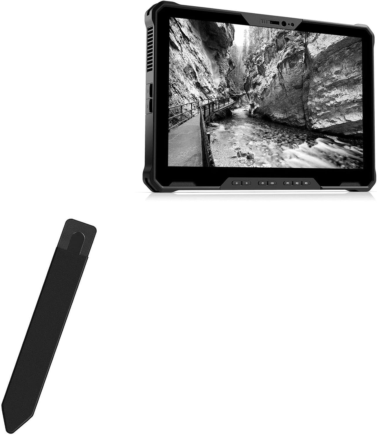 BoxWave Stylus Pouch Compatible with Dell Latitude 7230 Rugged Extreme Tablet - Stylus PortaPouch, Pen Stylii Holder Carrier Portable Self-Adhesive - Jet Black