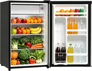 Garvee 4.5 Cubic Feet Compact Freezer-Fridge Combo, Ultra-Quiet Operation, Reversible Door Mini Refrigerator, Adjustable Temperature Control, Energy Saving Small Fridge for Bedroom Home Office Dorm
