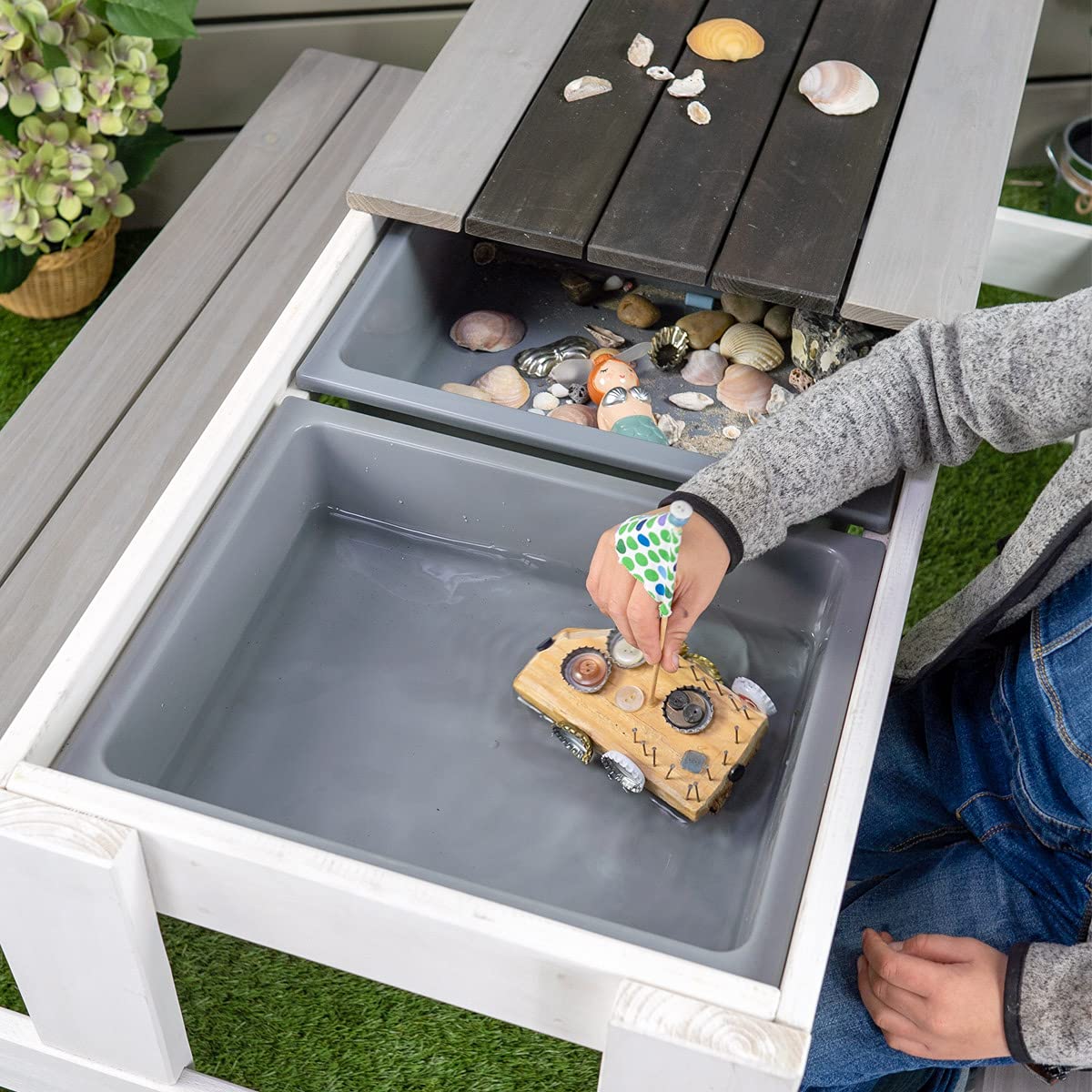 Meppi Sitzgruppe Stralsund Weiss/grau - Kindersitzgruppe aus wetterfestem Holz