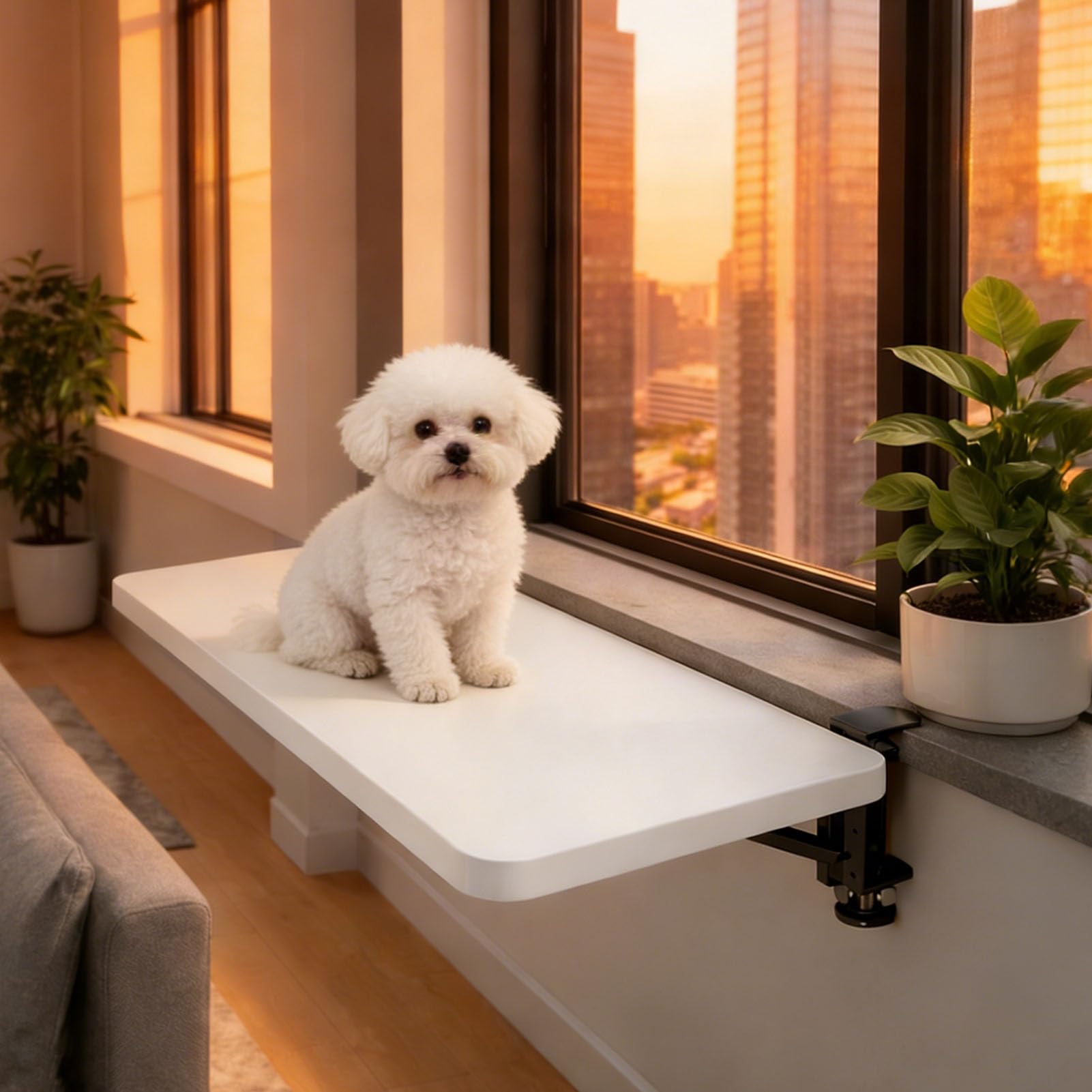 Fensterbank Verlängerung Bohrerlose Fensterbank-Erweiterung für Hunde Anklemmbare, Klappbare Schreibtisch-Erweiterung Küchen-Erweiterungsregal(White,90x20cm(35.4x7.9in))