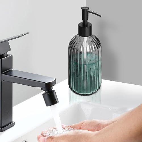 Miniatura 8 de Topsky Dispensador de jabón de vidrio con bomba de plástico, dispensador de jabón líquido de manos de 13.5 fl oz, bomba a prueba de óxido para