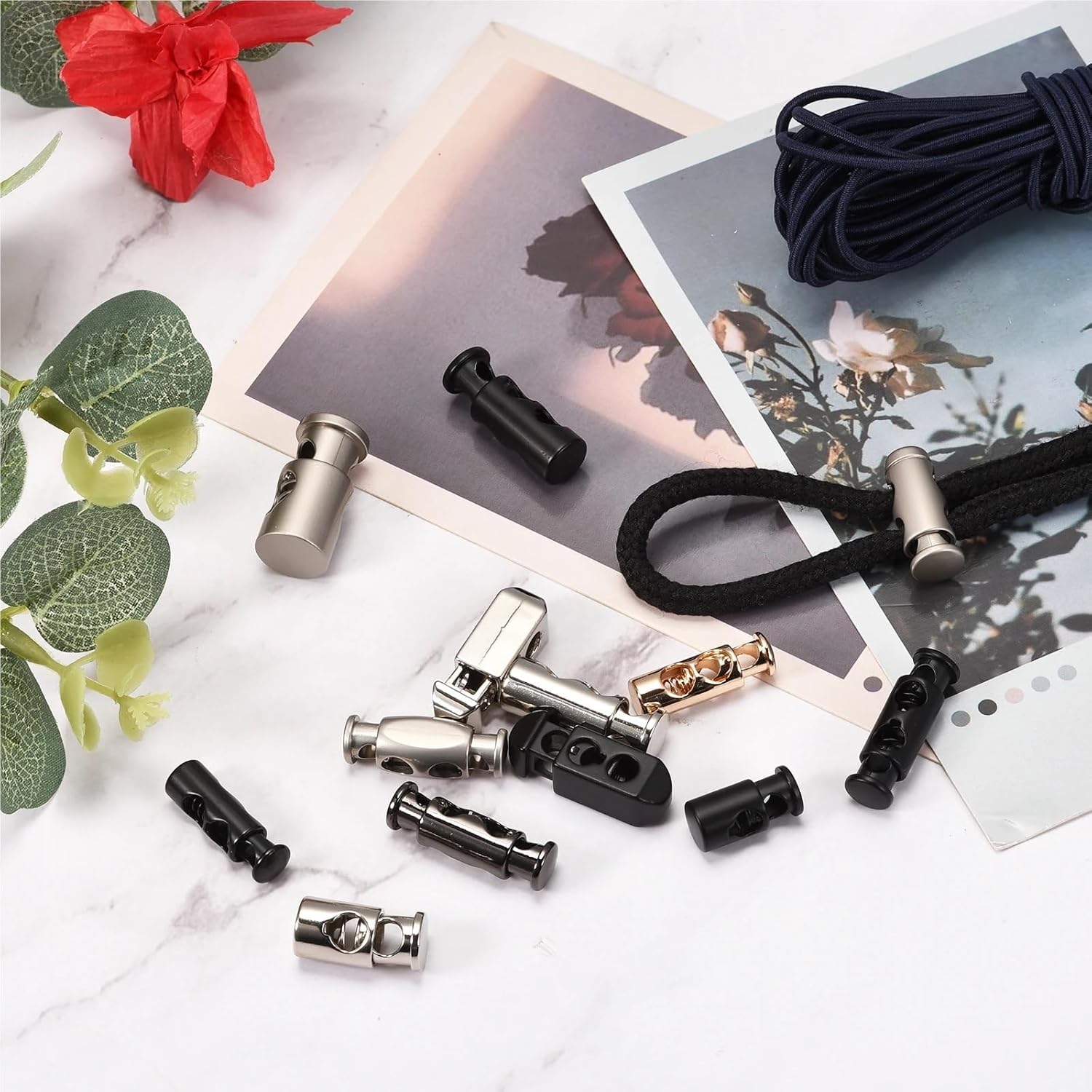 Spring Cord Lock 200pcs Cord Lock 3.8mm Double Hole Spring Stopper Fastener Slider Toggles End