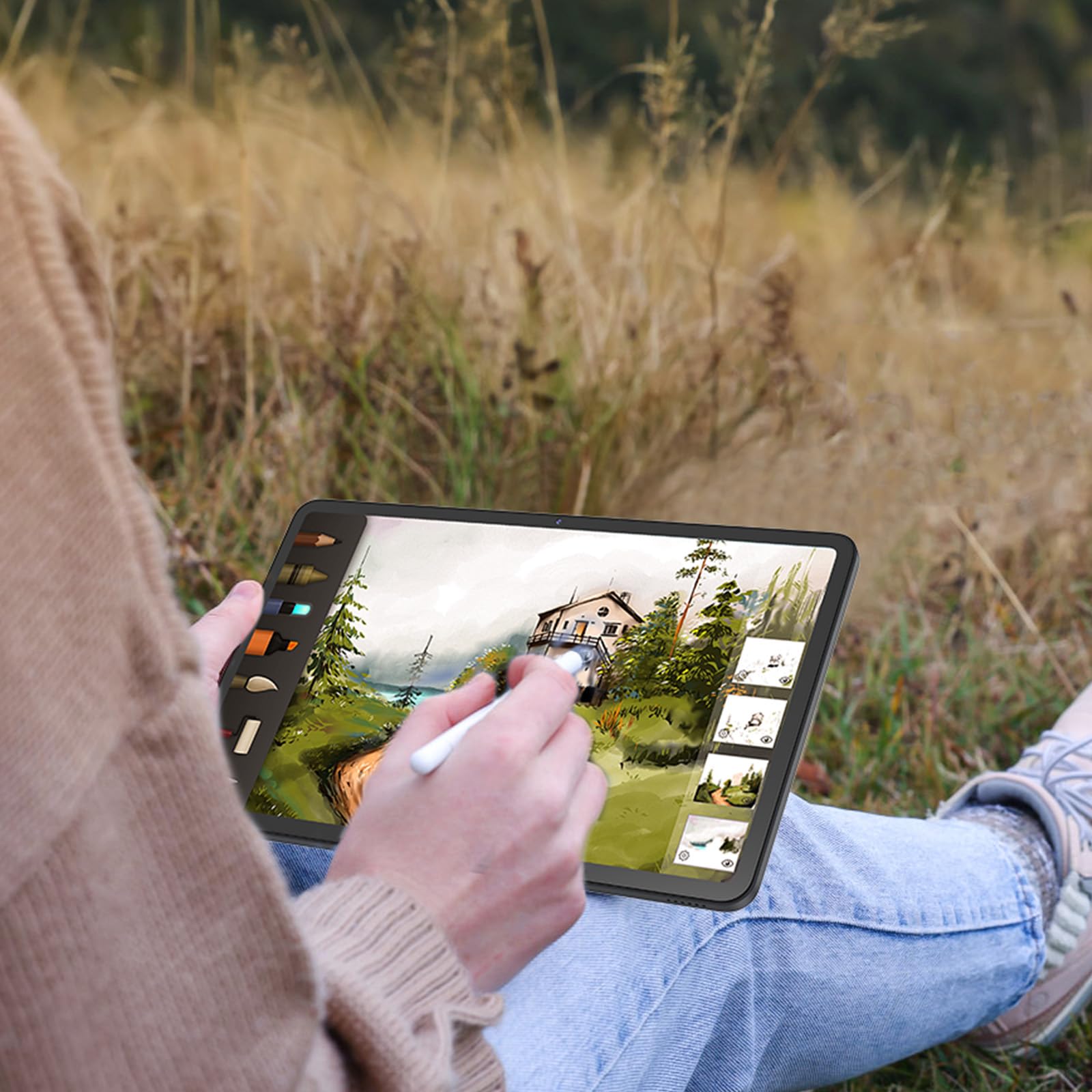 2026 12 Inch Android 16 Tablet with Keyboard, 24GB+256GB+2TB Expand, 2K Gemini AI Tablet with 5G WiFi, Octa-Core, 8000mAh, BT5.0, 16+8MP, 2 in 1 Tablets PC with Case, Mouse, Stylus (Black Case)