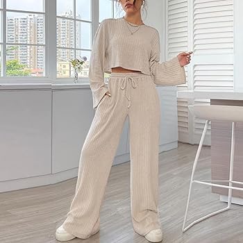 Combinaison En Tricot Pour Femme Manche Longue 2 Pièces