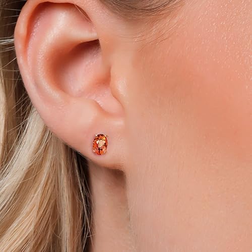 Miniatura 3 de Gem Stone King Aretes de oro amarillo de 10 quilates con piedra natal Aretes ovalados de 0.236 x 0.157 pulgadas Aretes de oro