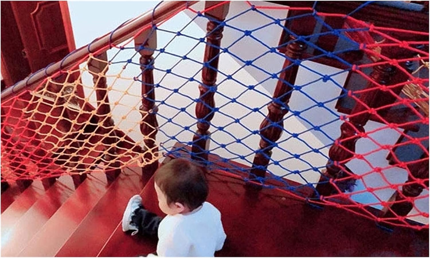 Indoor Rail Balcony Banister Stair Net, Multifunction Construction Safe Fence, Climbing Woven Nylon Rope Protection Net Cargo Cover Garden Netting Rope Netting (Size : 1 * 2m(3 * 6