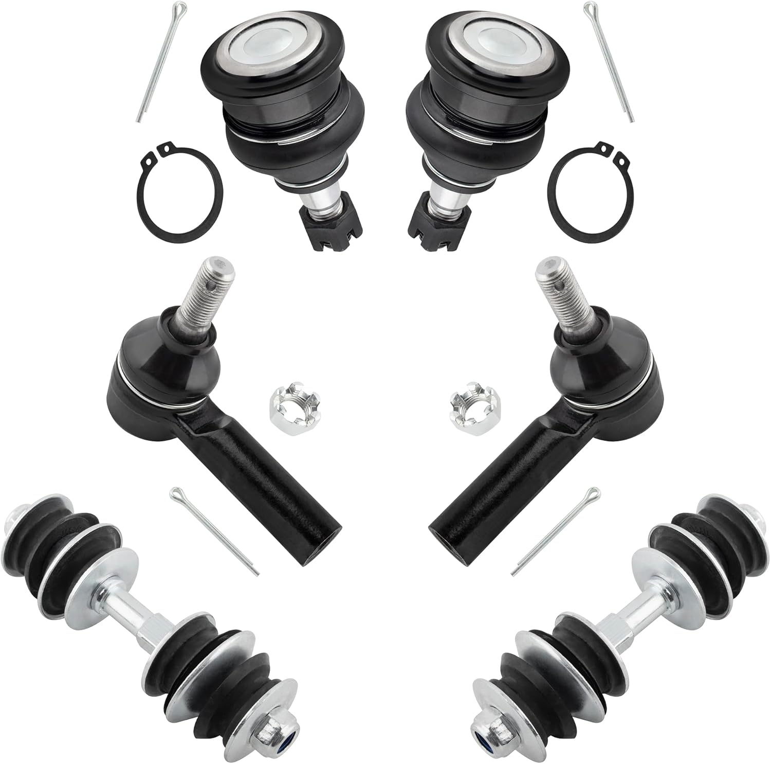 6PCS Set Suspension Kit Ball Joints Tie Rod Ends Sway Bar End Links For Scion xA, For Scion xB 2004-2006, For Toyota Echo 2003-2005 K500118 ES2382 K90390