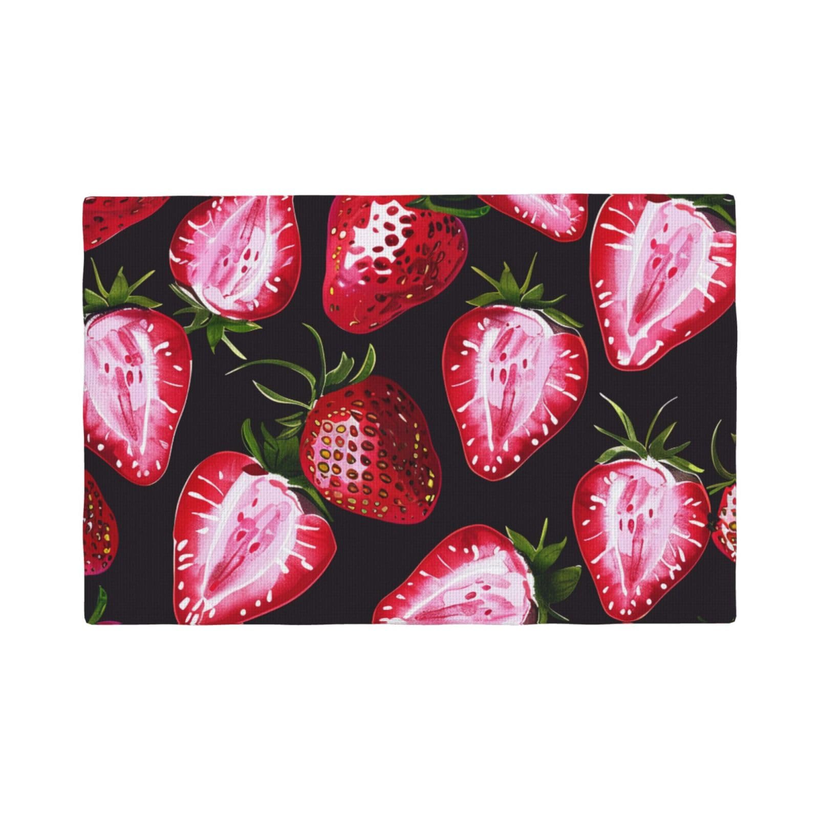 Strawberry pattern Print Placemats Set, Heat Resistant Washable Placemat 12x18in Table Mats for Party Kitchen Dining Table Decoration Indoor Outdoor, Six Piece