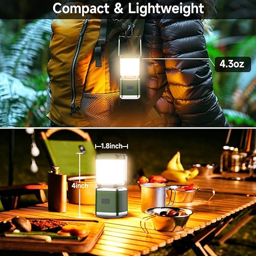 Miniatura 5 de Paquete de 2 faroles de campamento para cortes de energía, luces LED de campamento para colgar tiendas, lámpara de tienda de campaña con 20 horas de