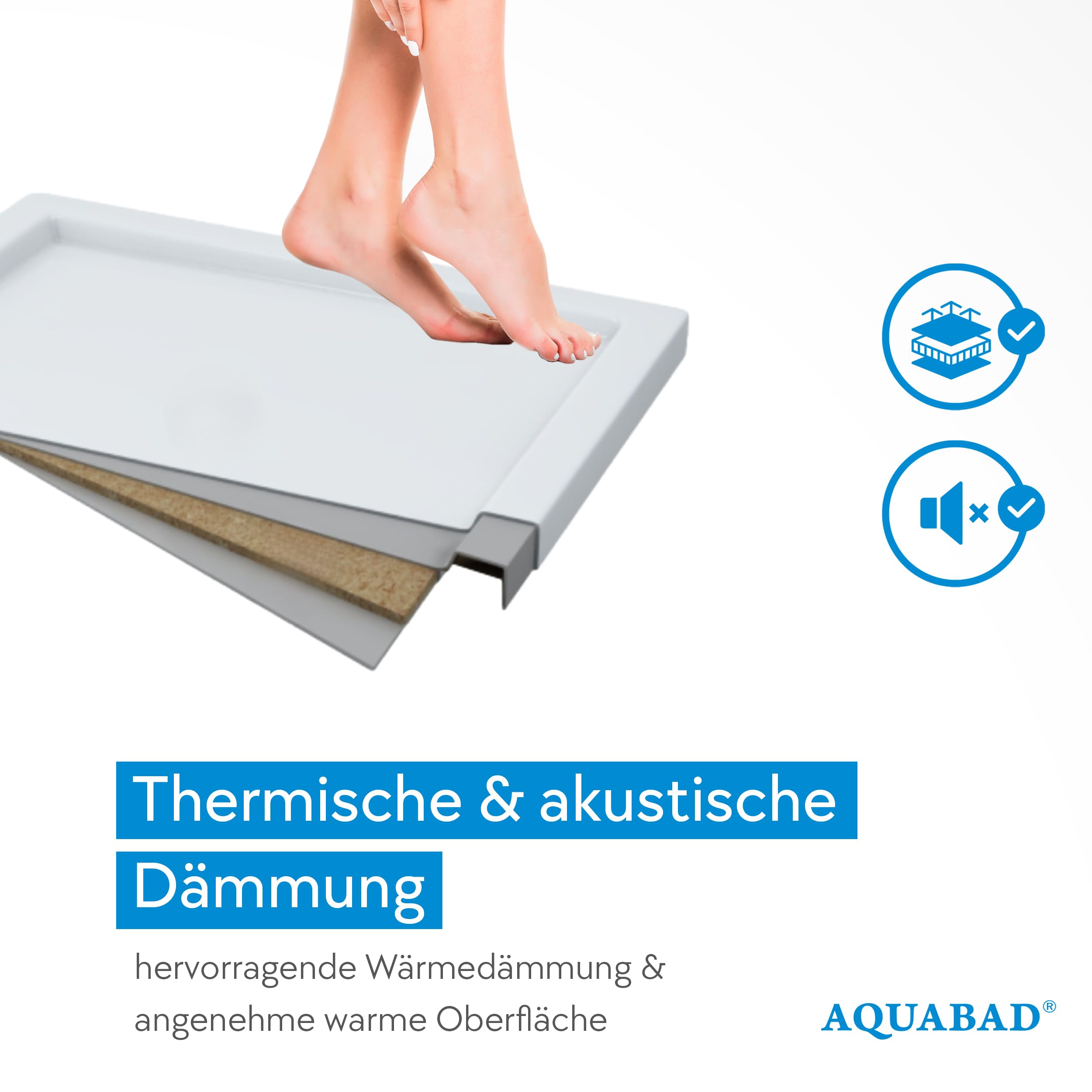 AQUABAD Duschwanne/Duschtasse | Basic Smooth White 90x90cm Fünfeck