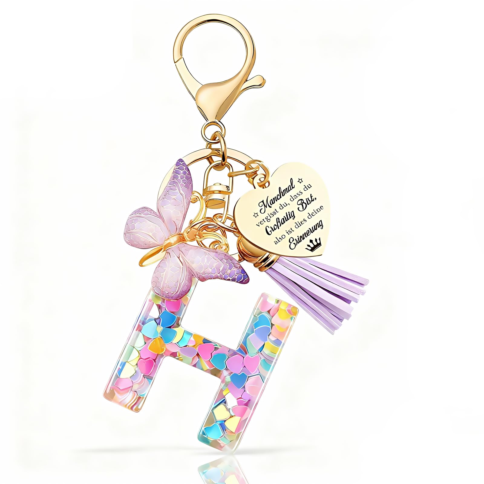 Anruzon Schlüsselanhänger Mädchen - Buchstabe Schlüssel - Anhänger Schmetterling Schlüsselanhänger - Weihnachten - Einschulung Geschenk - Keychain Geschenk für Kinder, Mädchen, Frauen