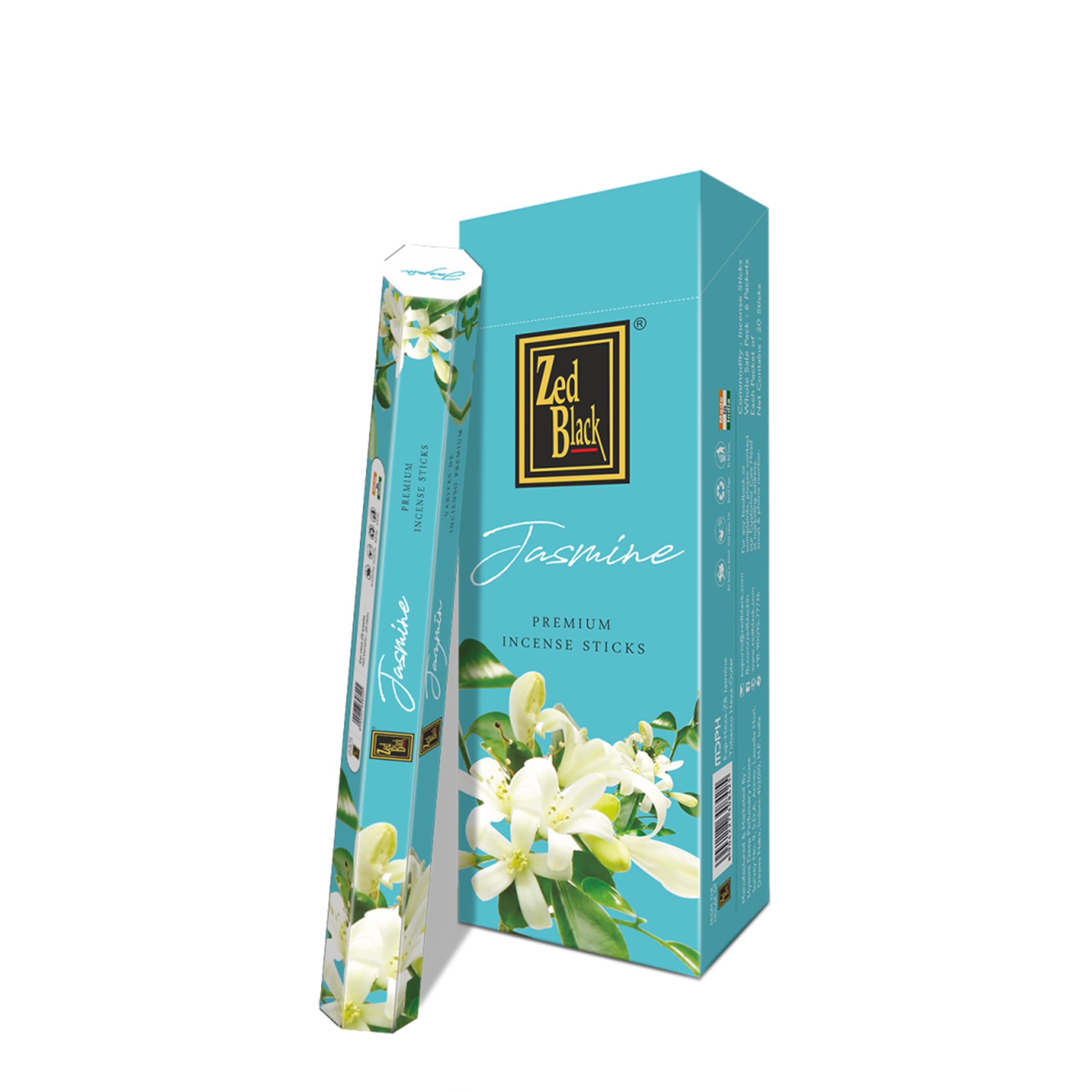 ZED BLACK Jasmine Premium Incense Sticks, 20 Packets of 20 Sticks Each
