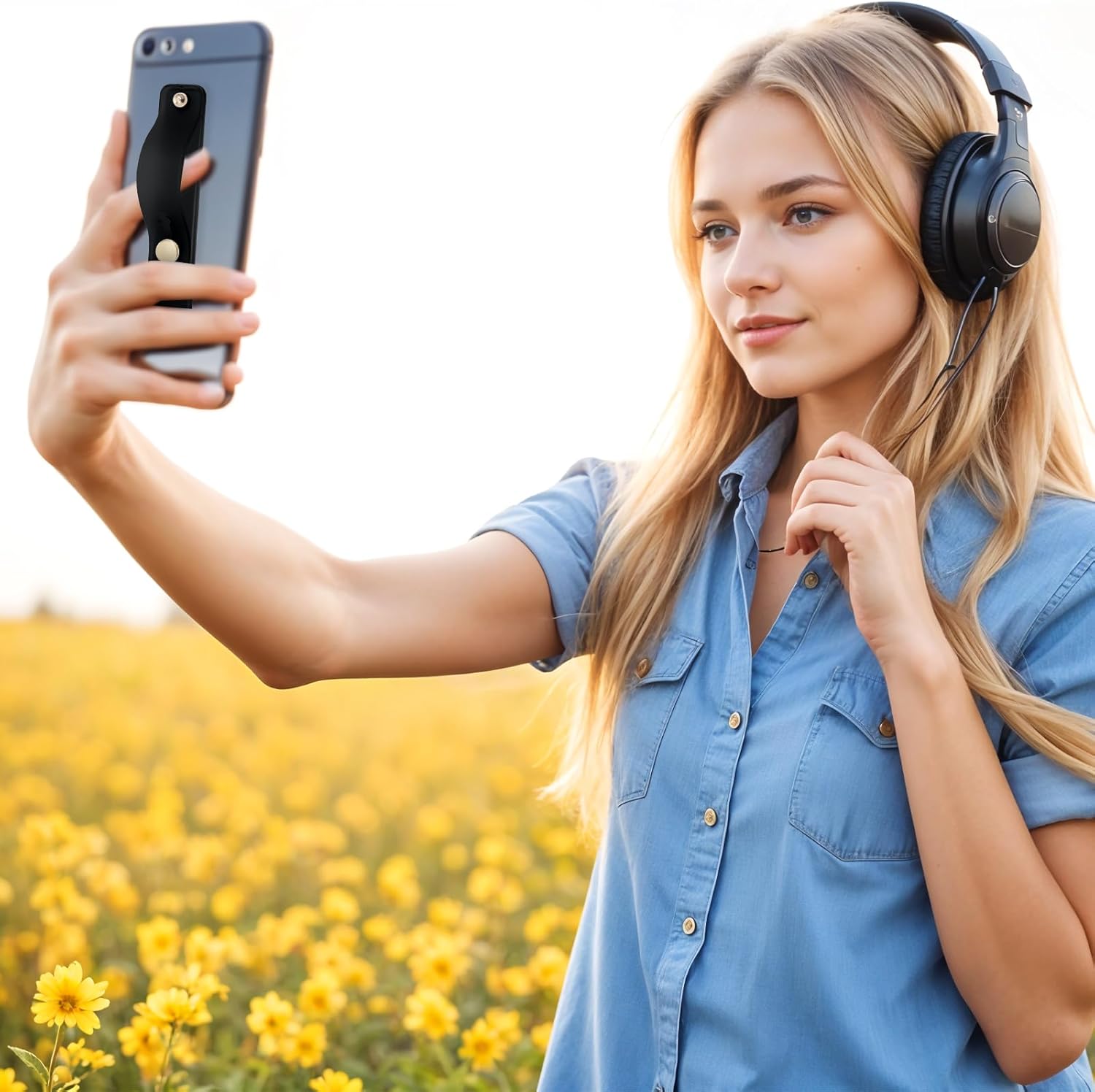 2Pcs Phone Case Holder Strap, Phone Loops for Back of Phone Black Silicone Kickstand Cell Phone Strap Grip Holder for Most Mobile Phones and Cell Phone Case image 4 of 7 B0DQ1MSKTY