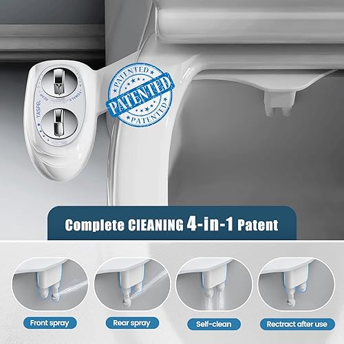 Miniatura 2 de YASFEL Accesorio de bidé para inodoro, rociador de bidé autolimpiante, boquilla dual no eléctrica para lavado femeninoposterior, accesorio de