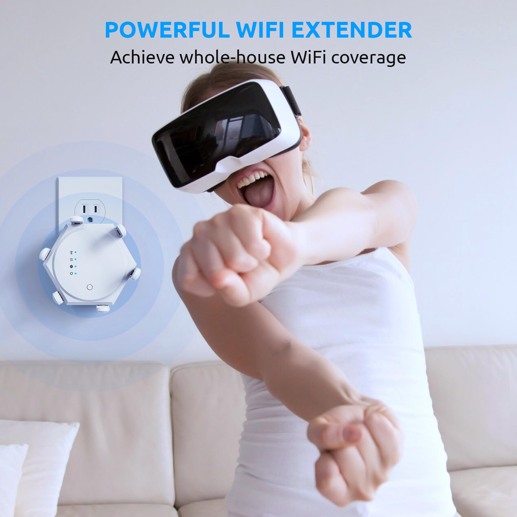 12880 Sq.Ft WiFi Extender Signal Booster, 1200Mbps Dual Band 5GHz/2.4GHz WiFi Repeater Support 60 Device,WiFi Repeater for Apartment Basement Office House (Gloss White) — view 8