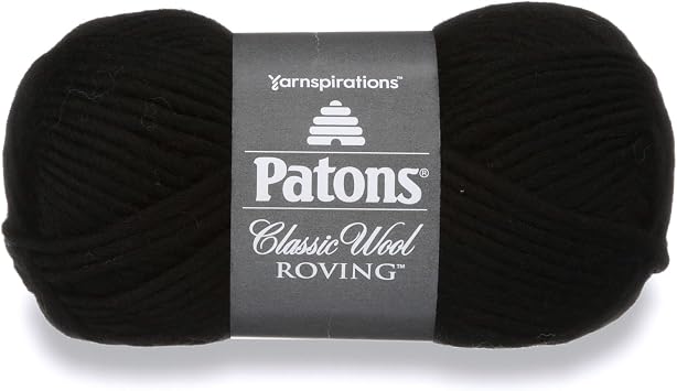 Patons Classic Wool Roving Yarn, 3.5 oz, Black, 1 Ball
