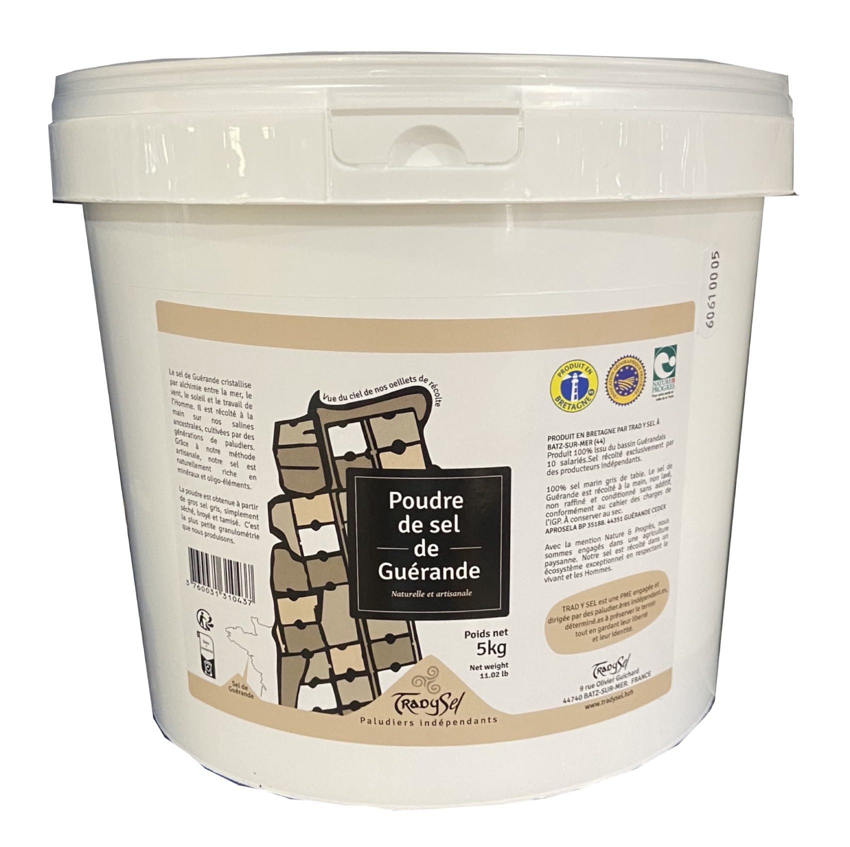 Trad Y Sel de Guérande en Poudre 5kg/Seau - Livraison Gratuite France (1 seau)