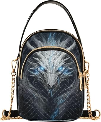 Black Dragon Shoulder Bags for Women Retro Classic Handbag Purse Small Purses with Chain